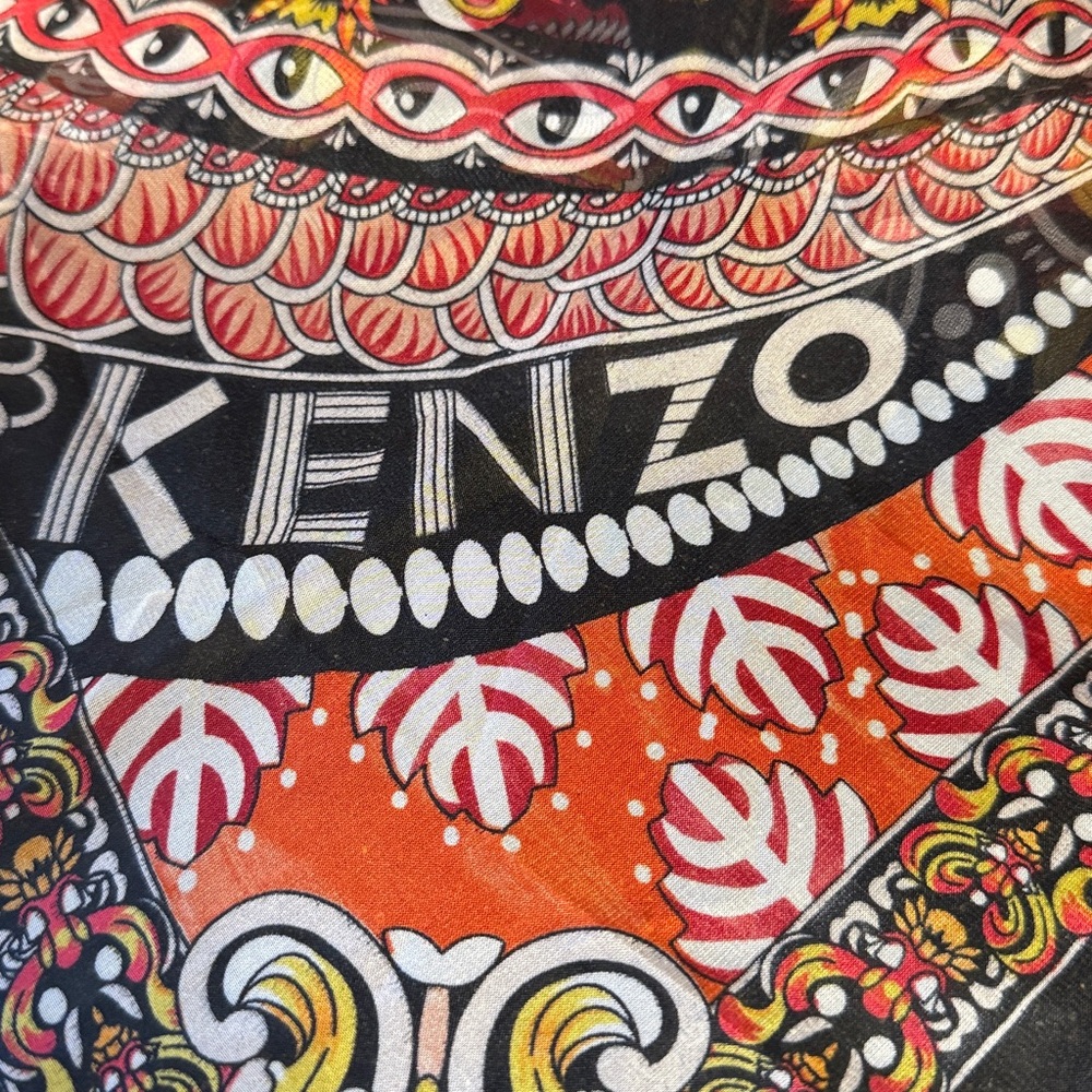 Kenzo Paris Multicolor Silk Parsley Sheer Scarf